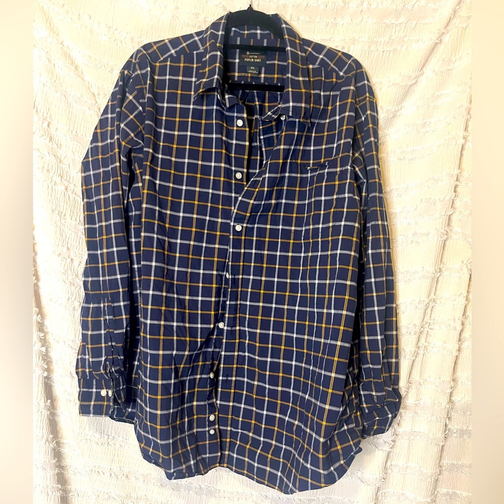 Navy Blue Members Mark Cotton Poplin Casual Shirt size XXL